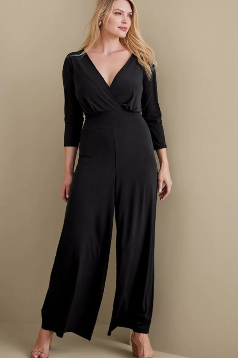 Soft Surroundings 3/4 Sleeve Penelope Jumpsuit| Dresses|Jumpsuits