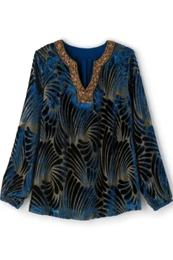 Soft Surroundings Adrienne Embroidered Velvet Tunic| Tops