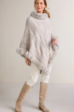 Soft Surroundings Alexi Cable Knit Poncho| Scarves & Wraps