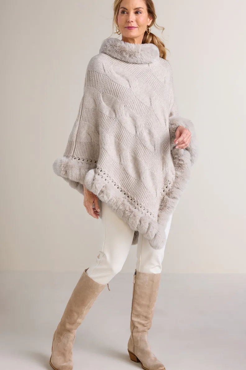 Soft Surroundings Alexi Cable Knit Poncho| Scarves & Wraps