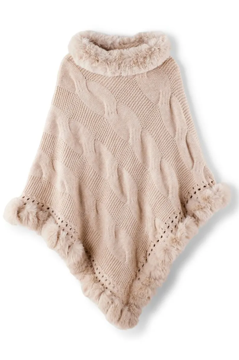 Soft Surroundings Alexi Cable Knit Poncho| Scarves & Wraps