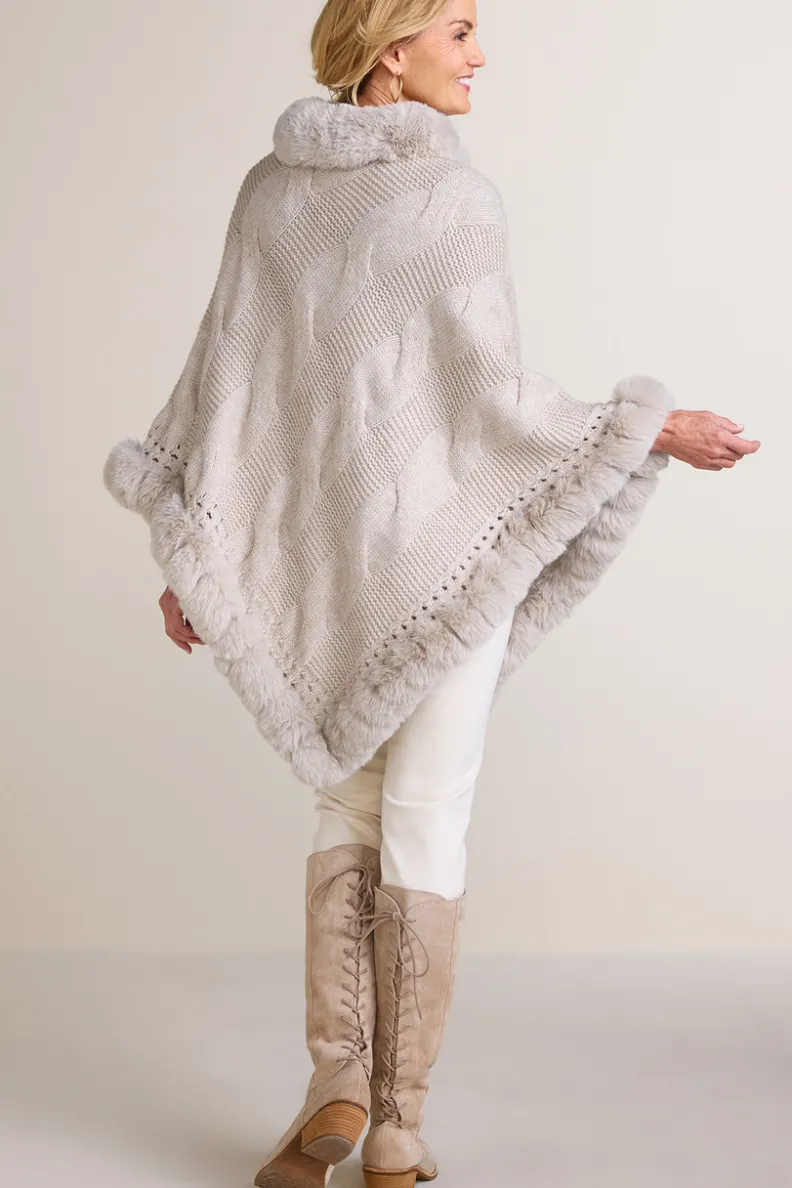 Soft Surroundings Alexi Cable Knit Poncho| Scarves & Wraps
