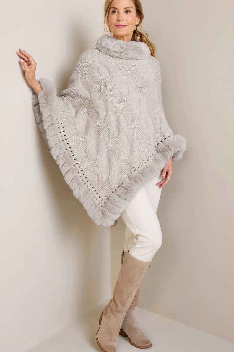 Soft Surroundings Alexi Cable Knit Poncho| Scarves & Wraps