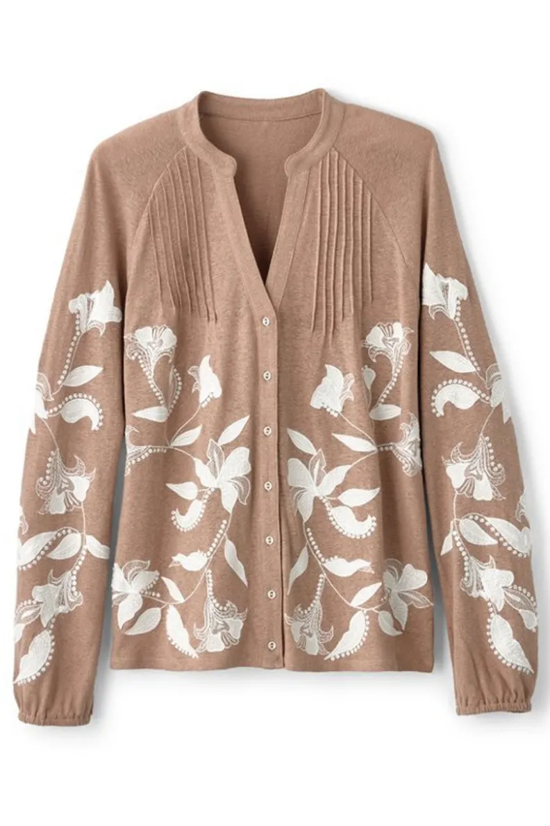 Soft Surroundings Alva Embroidered Knit Top| Tops