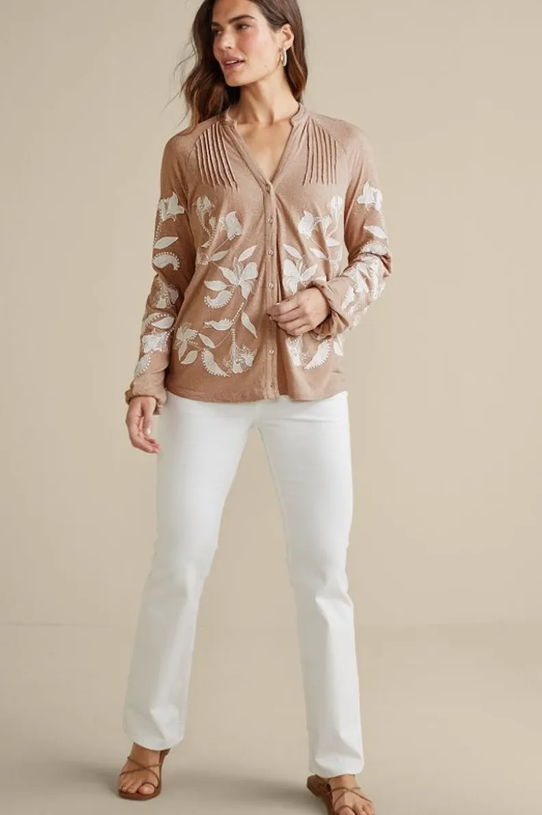 Soft Surroundings Alva Embroidered Knit Top| Tops