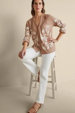 Soft Surroundings Alva Embroidered Knit Top| Tops