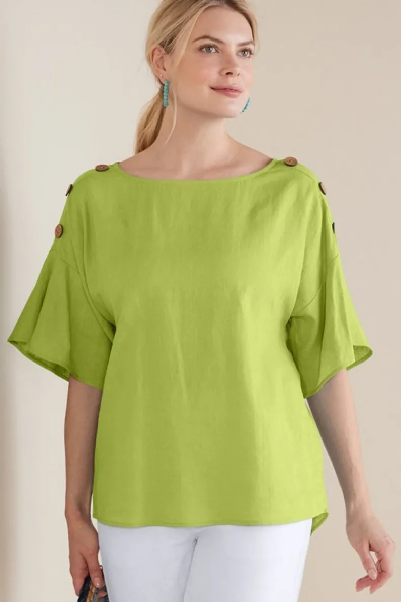 Soft Surroundings Andrea Linen Blend Pullover| Tops
