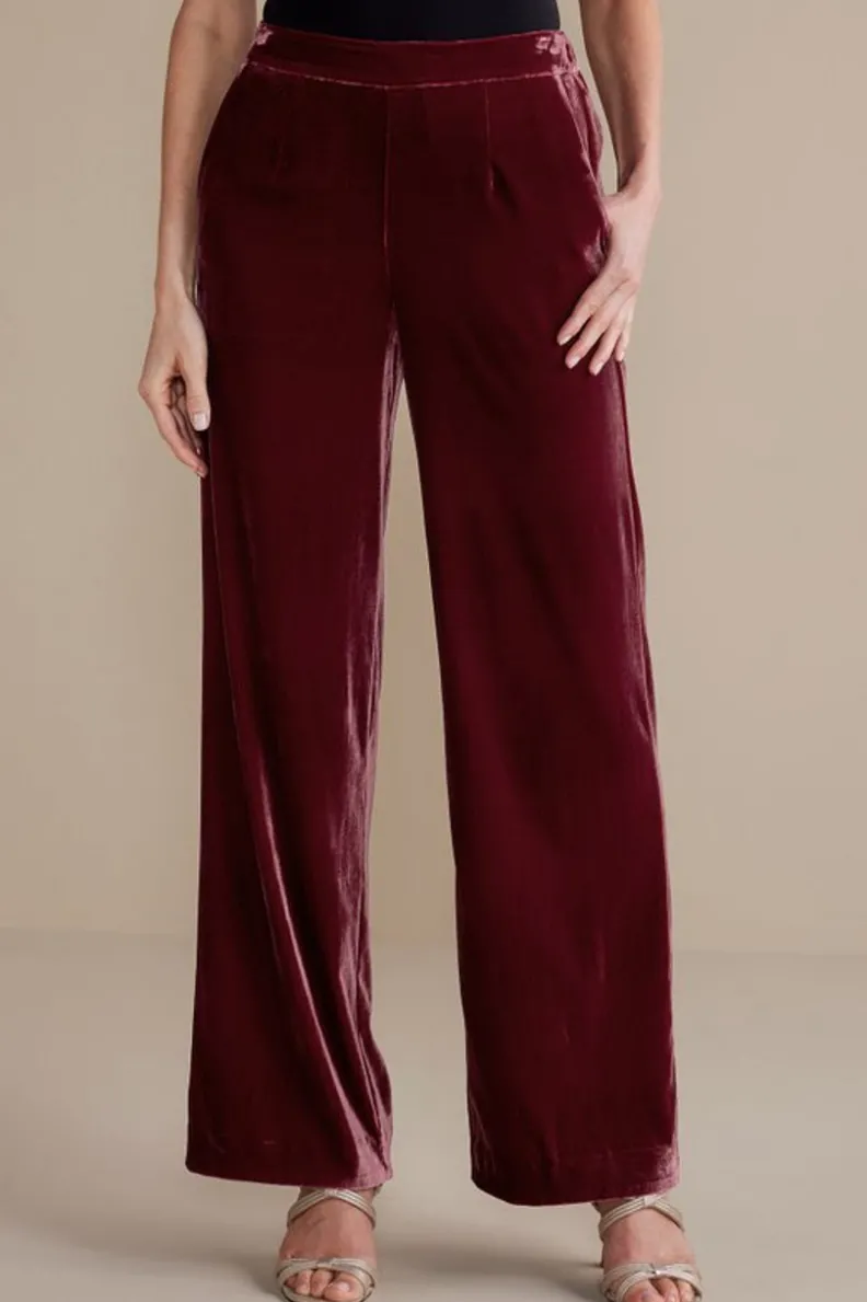 Soft Surroundings Aria Velvet Wide Leg Pants| Pants