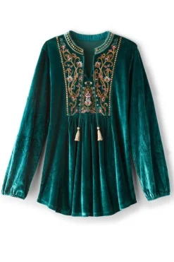 Soft Surroundings Ashanti Embellished Velvet Tunic| Tops