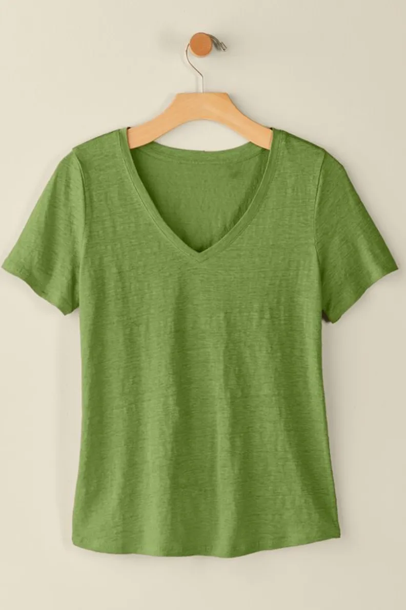 Soft Surroundings Aubrey Linen Slub Tee| Tops