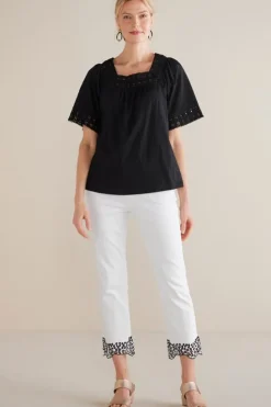 Soft Surroundings Brianna Crochet Knit Tee| Tops