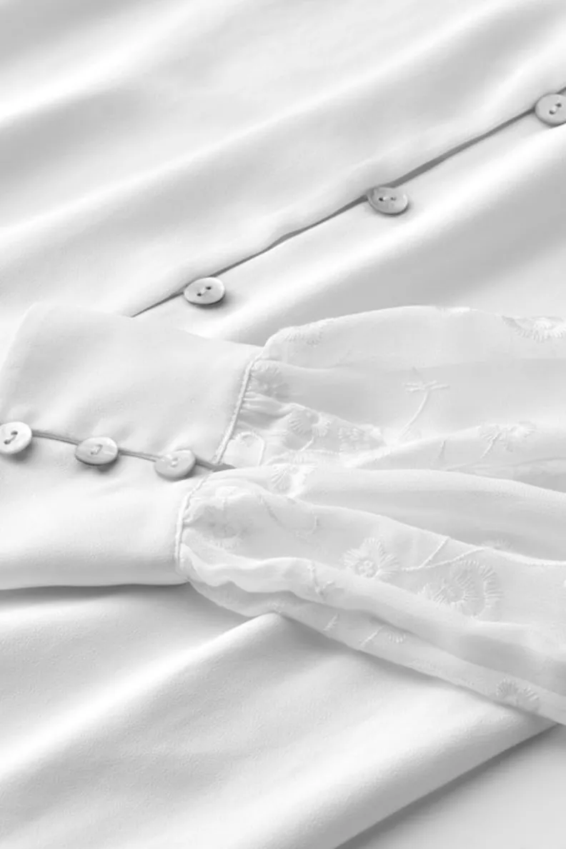 Soft Surroundings Calathea Embroidered Sleeve Shirt| Tops