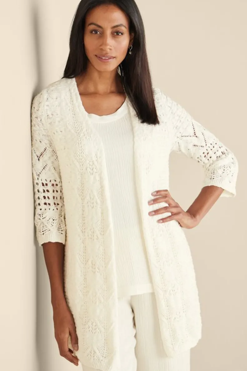 Soft Surroundings Calistoga Pointelle Cardigan| Tops|Sweaters & Cardigans