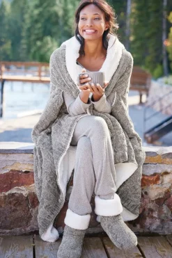 Soft Surroundings Chenille Sherpa Wearable Throw| Sleepwear & Lounge|Scarves & Wraps