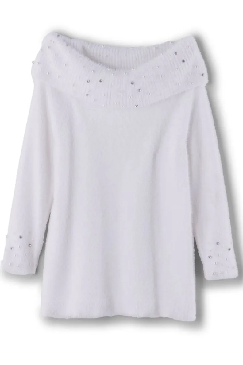 Soft Surroundings Christina Embellished Cowl Neck Sweater Tunic| Tops|Sweaters & Cardigans