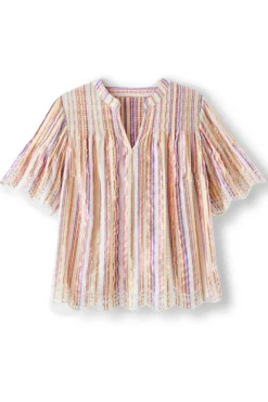 Soft Surroundings Ciel Metallic Stripe Eyelet Top| Tops