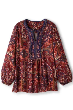 Soft Surroundings Cindra Embroidered Gauze Tunic| Tops
