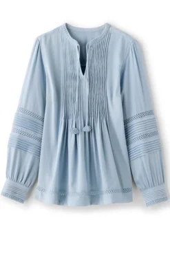 Soft Surroundings Connie Lace Trim Crepe Top| Tops