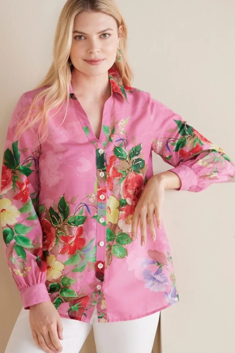 Soft Surroundings Danica Embellished Shirt| Tops