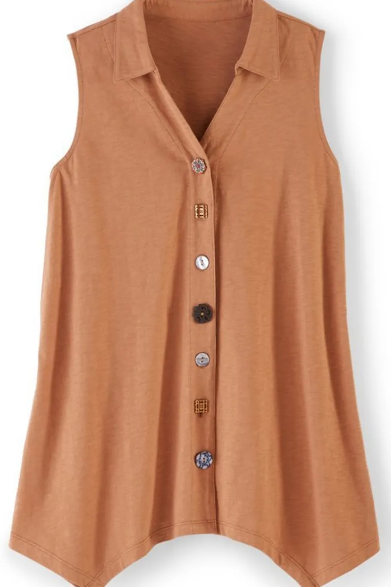 Soft Surroundings Danielle Button Tank| Tops