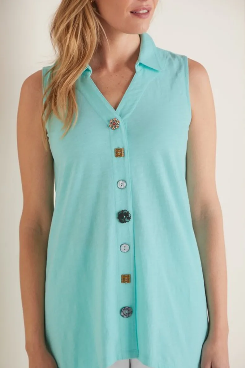 Soft Surroundings Danielle Button Tank| Tops