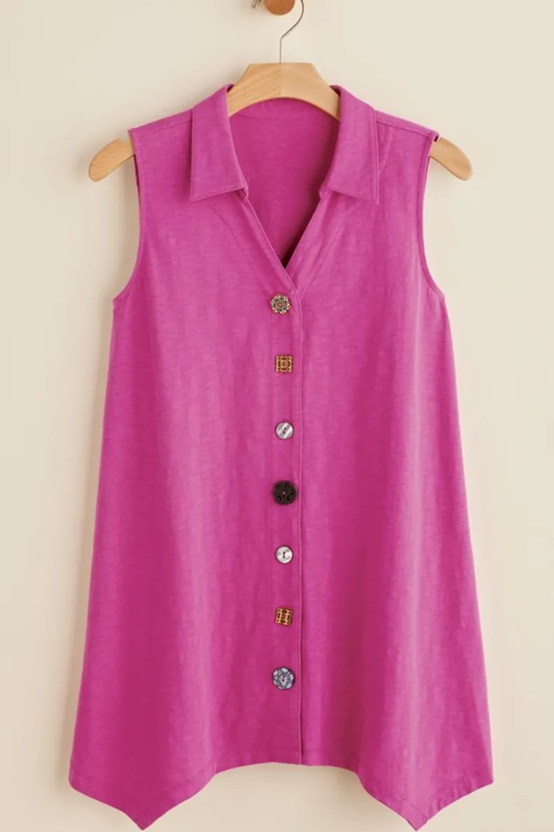 Soft Surroundings Danielle Button Tank| Tops