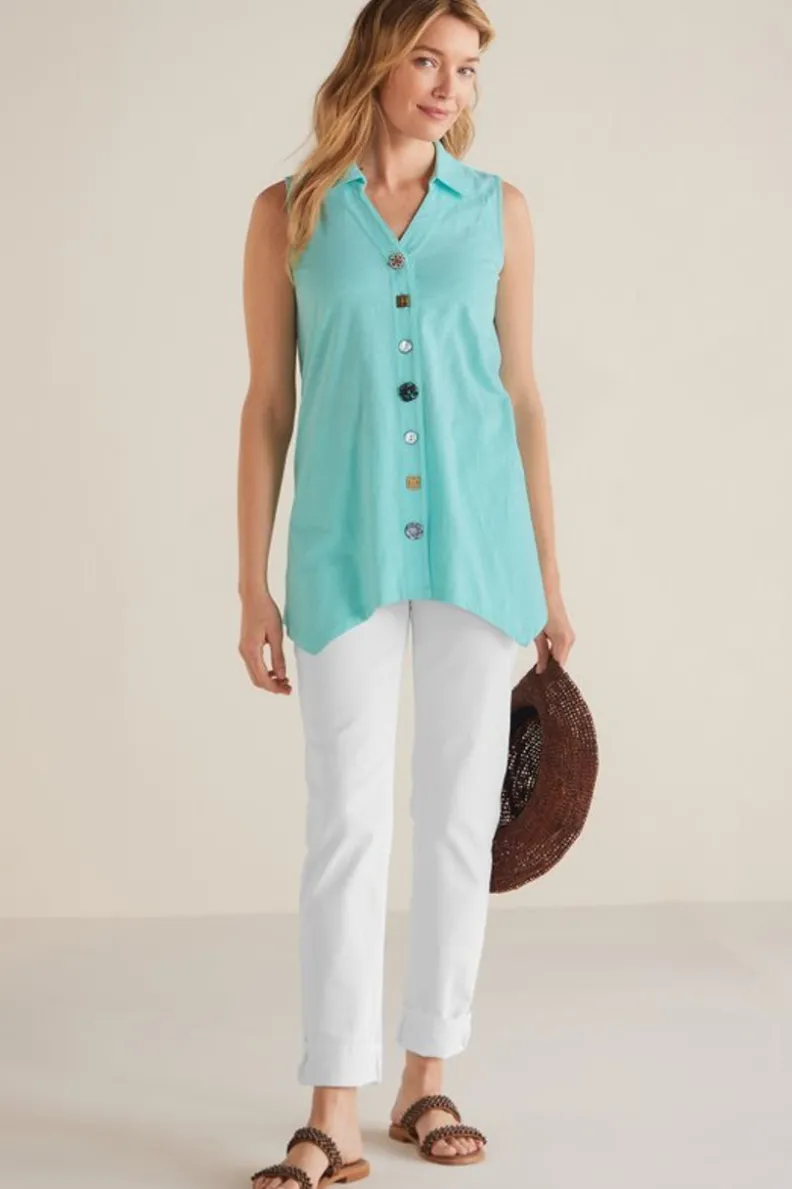 Soft Surroundings Danielle Button Tank| Tops