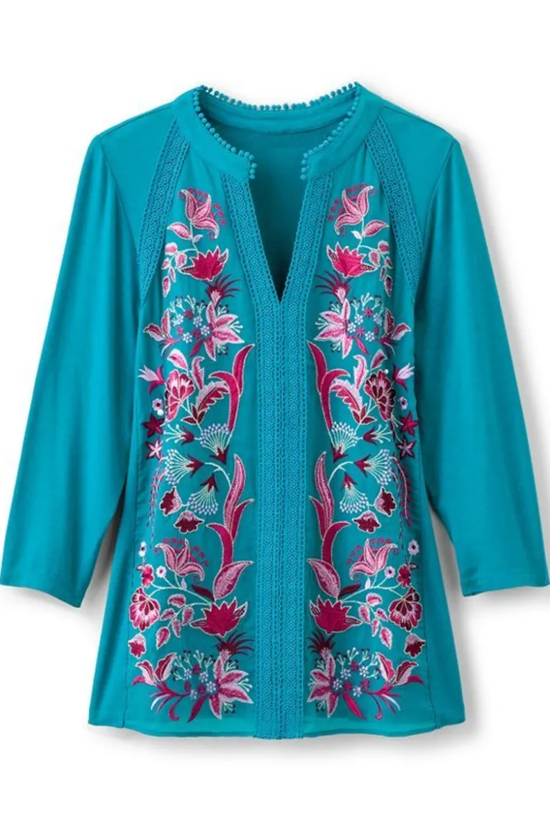 Soft Surroundings Delsie Embroidered Top| Tops