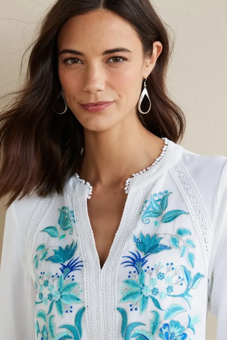 Soft Surroundings Delsie Embroidered Top| Tops