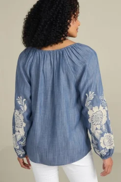 Soft Surroundings Diya Embroidered Tencel™ Peasant Top| Tops