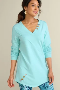 Soft Surroundings Dove French Terry Asymmetrical Tunic| Tops
