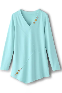 Soft Surroundings Dove French Terry Asymmetrical Tunic| Tops