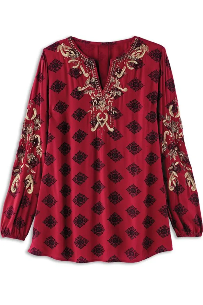 Soft Surroundings Eboni Embellished Tunic| Tops