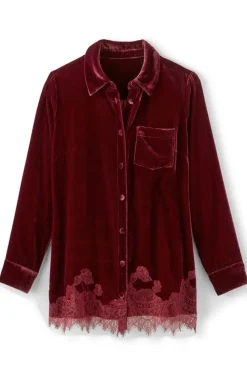 Soft Surroundings Eden Velvet and Lace Shirt| Tops