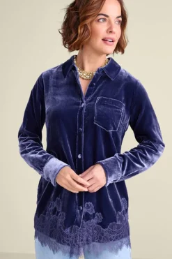 Soft Surroundings Eden Velvet and Lace Shirt| Tops