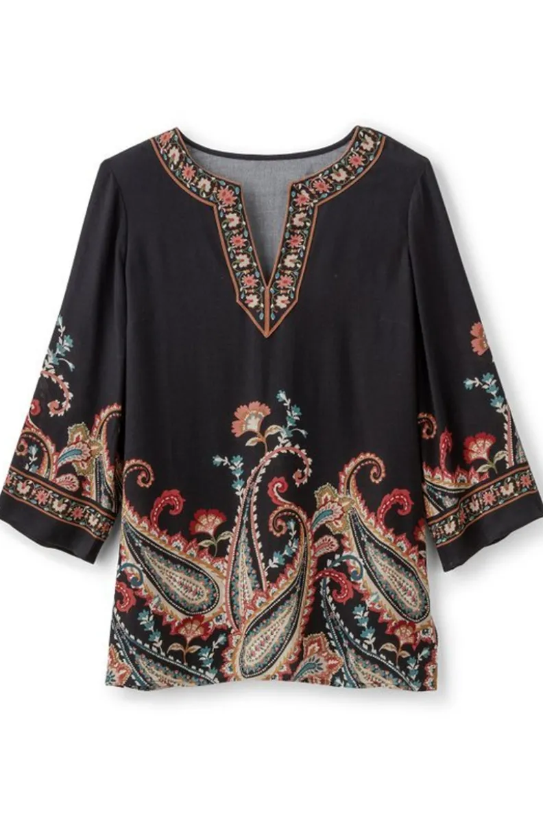 Soft Surroundings Elma 3/4 Sleeve Tunic| Tops|Tunics & Leggings