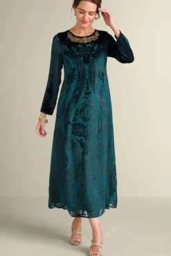 Soft Surroundings Emaline Velvet Burnout Maxi Dress| Dresses