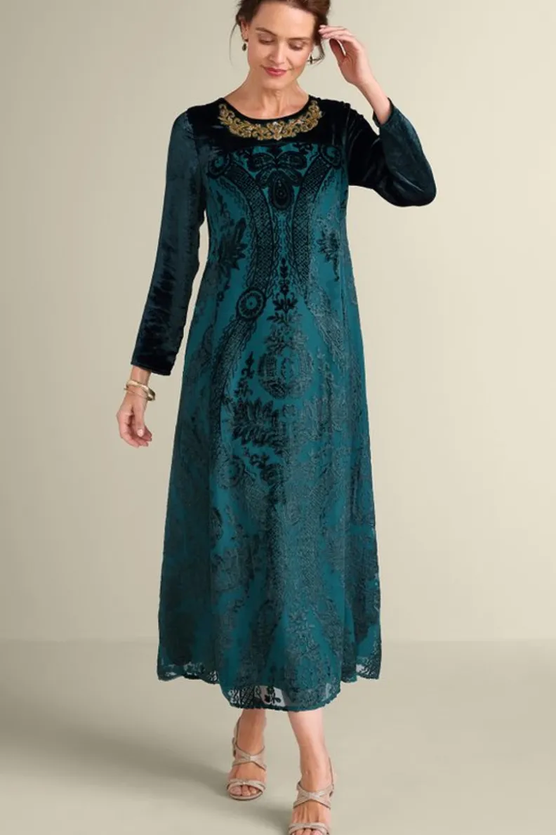 Soft Surroundings Emaline Velvet Burnout Maxi Dress| Dresses