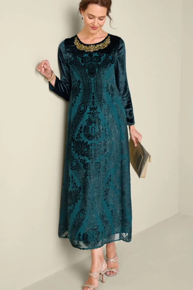 Soft Surroundings Emaline Velvet Burnout Maxi Dress| Dresses
