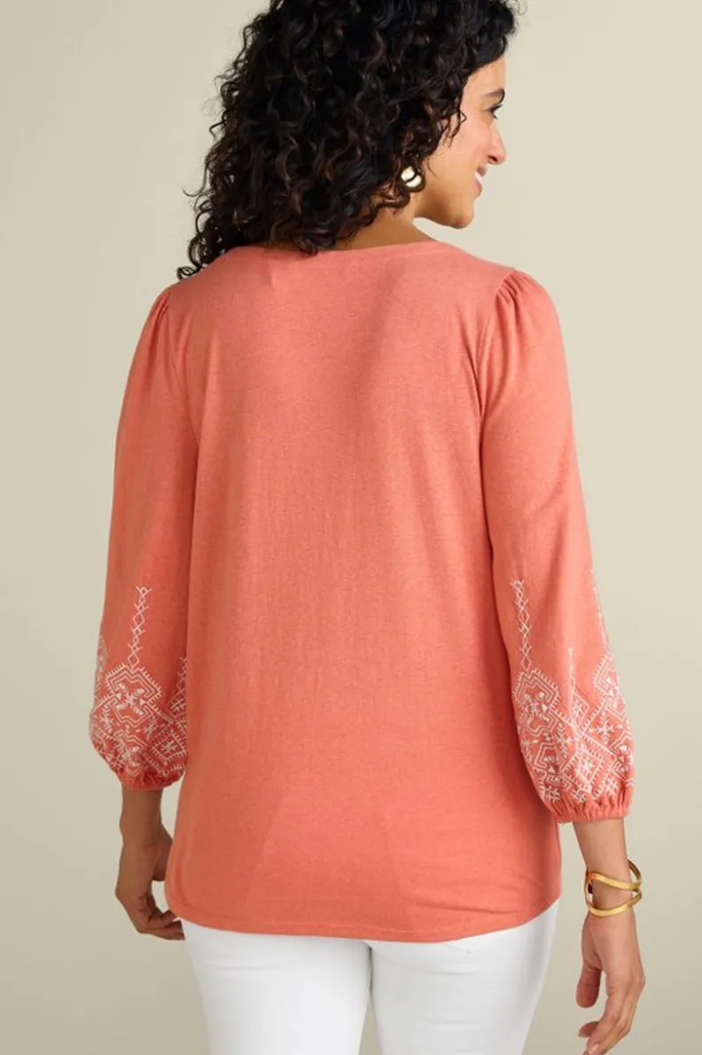 Soft Surroundings Embroidered Parisian Poet Top| Tops