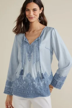 Soft Surroundings Emily Embroidered Tencel™ Top| Tops