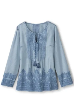 Soft Surroundings Emily Embroidered Tencel™ Top| Tops
