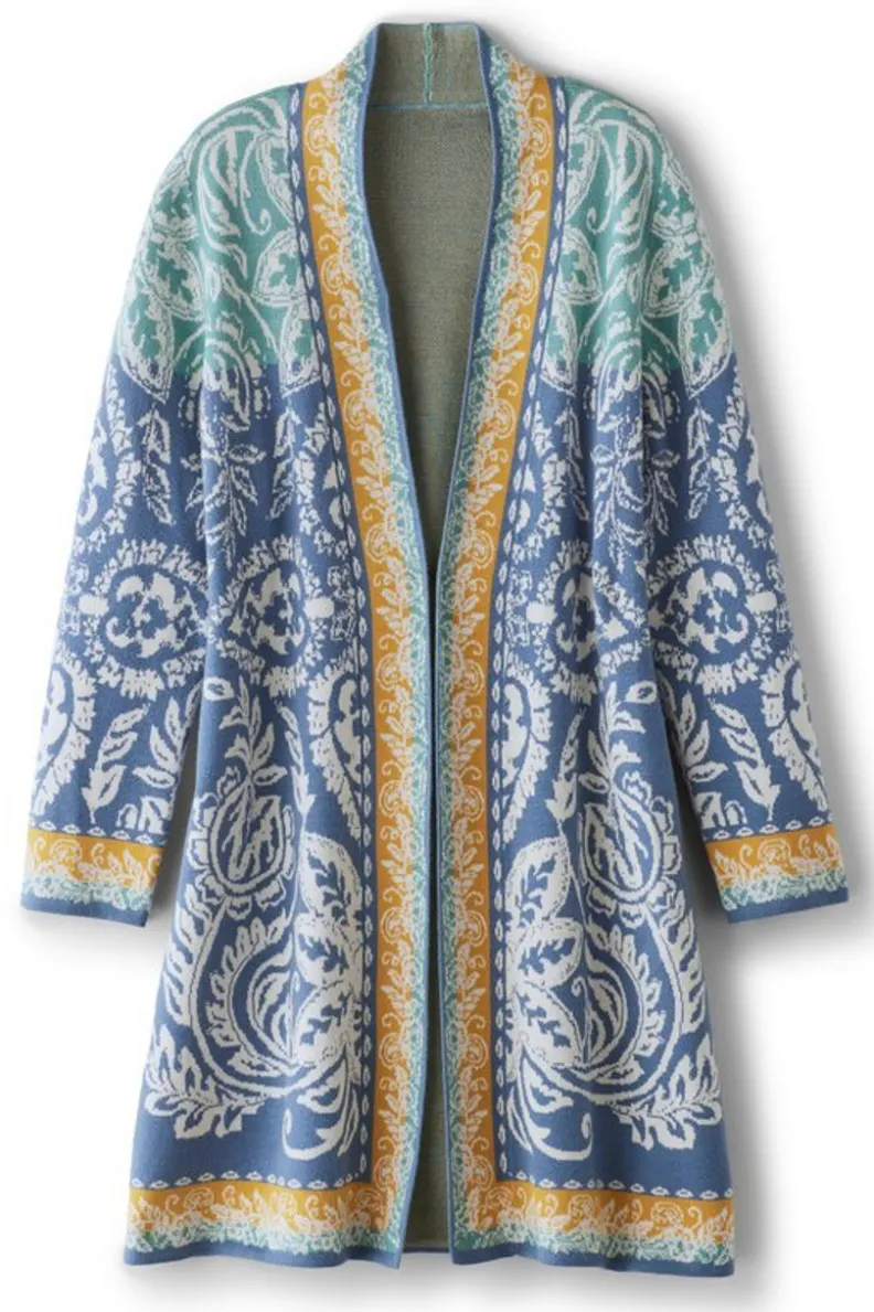 Soft Surroundings Ezer Jacquard Duster| Tops|Sweaters & Cardigans