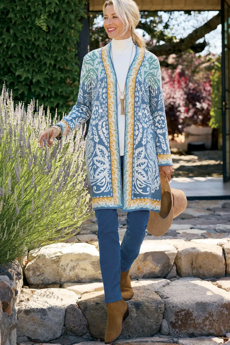 Soft Surroundings Ezer Jacquard Duster| Tops|Sweaters & Cardigans