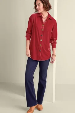 Soft Surroundings Filigree Velvet Boyfriend Shirt| Tops