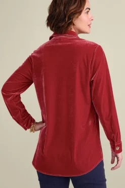 Soft Surroundings Filigree Velvet Boyfriend Shirt| Tops