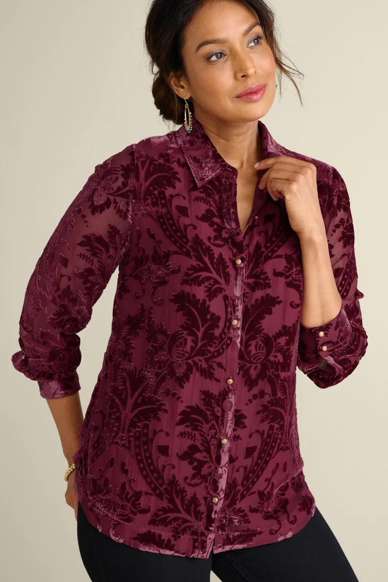 Soft Surroundings Floreat Velvet Shirt| Tops