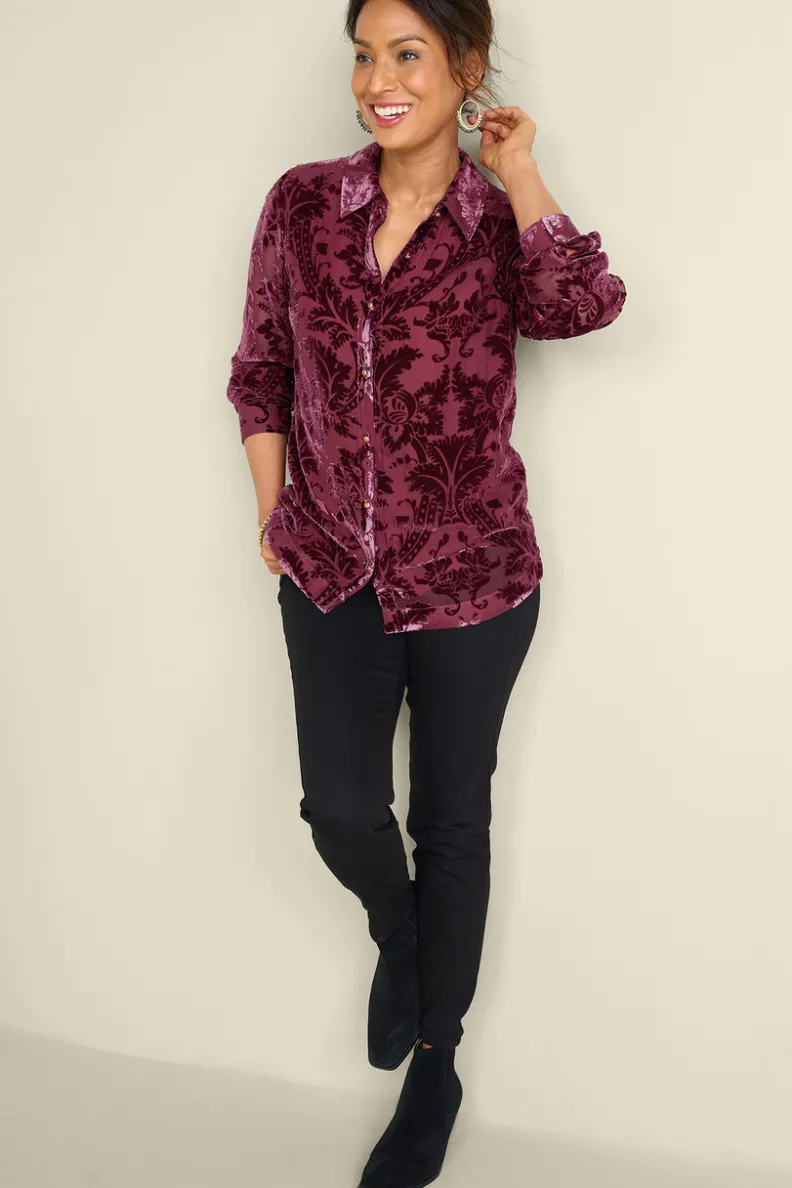 Soft Surroundings Floreat Velvet Shirt| Tops