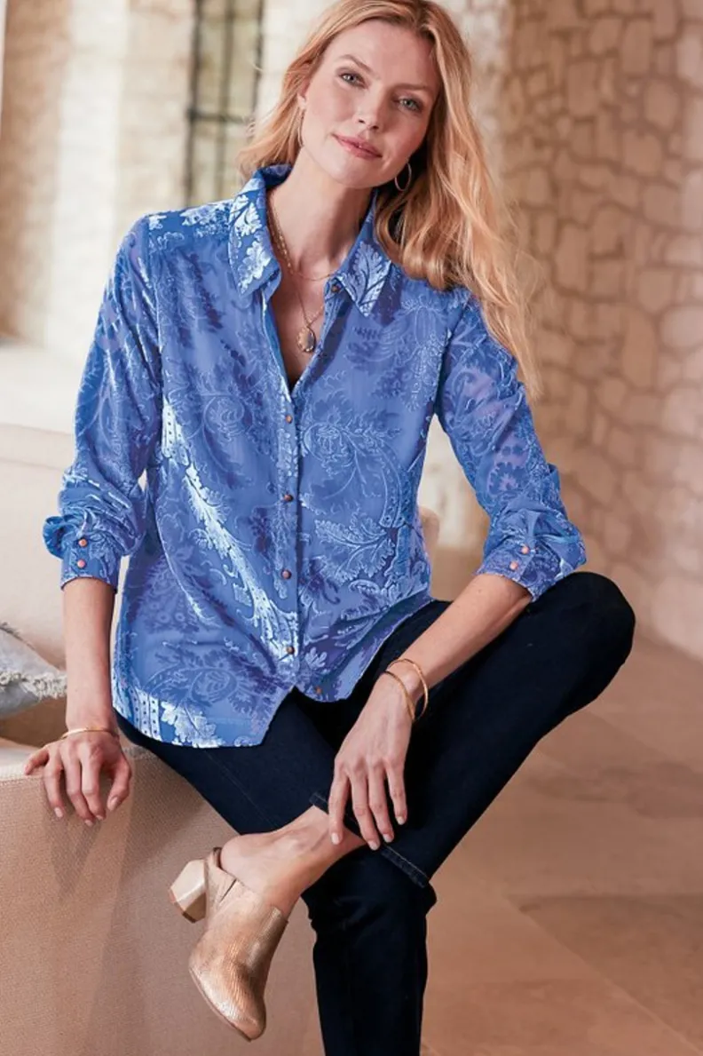 Soft Surroundings Floreat Velvet Shirt| Tops