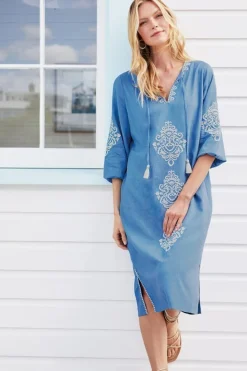 Soft Surroundings Hasana Linen Blend Midi Dress| Dresses